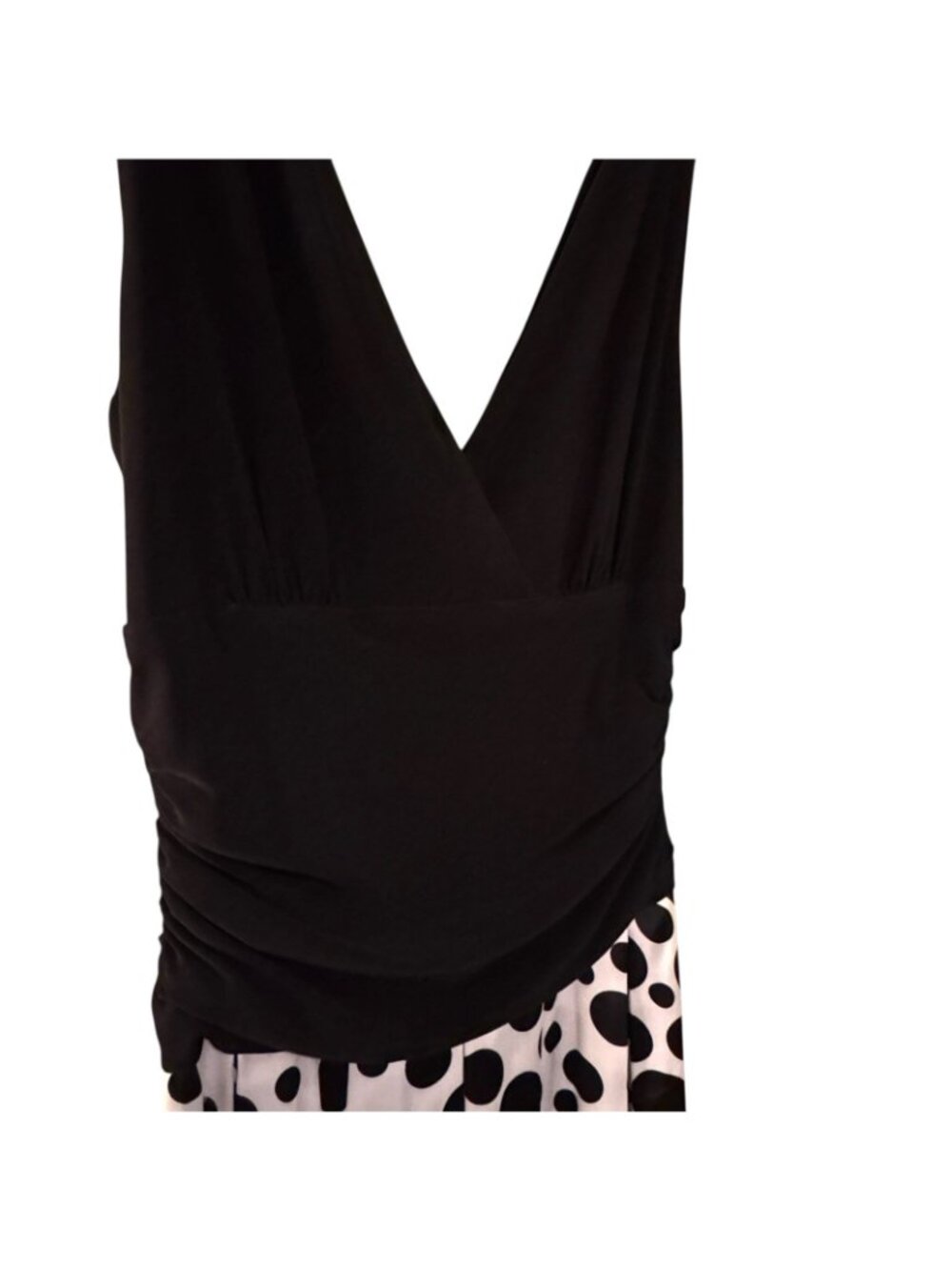 Mid Century Style Dress Women's 12 Black & White Sleeveless Fit Flare Polka Dot - Picture 5 of 16